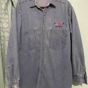 Vintage denim Button-Up Shirt fox video hot shots part deux movie memorabilia